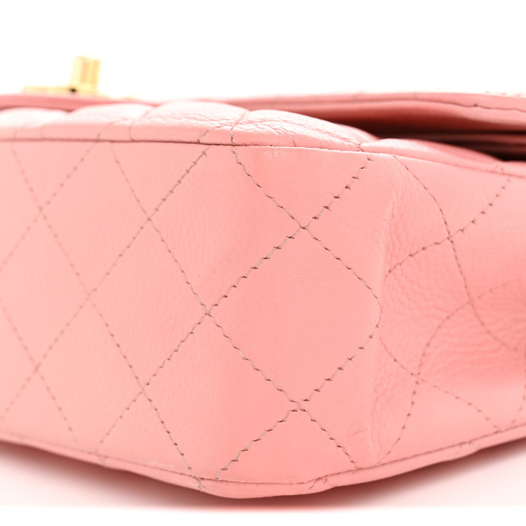 Caviar Quilted Medium Double Flap Pink