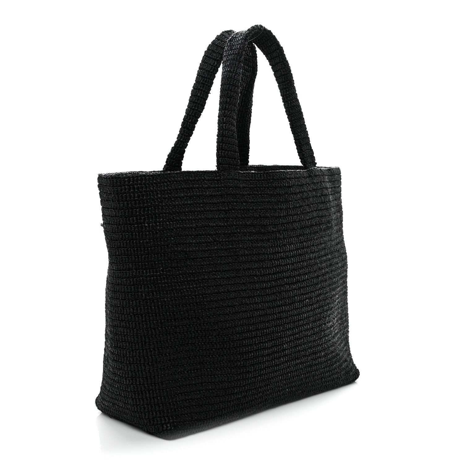 Raffia Wide Tote Black