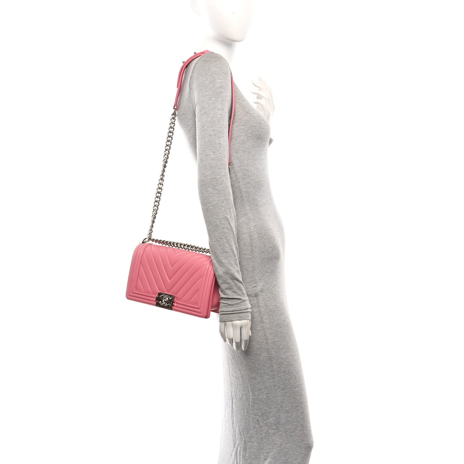 Lambskin Chevron Quilted Medium Boy Flap Pink