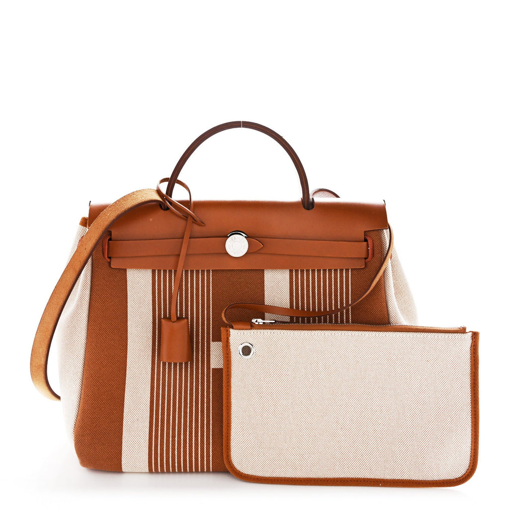 Vache Hunter Toile H Vibration Herbag Zip Retourne 31 PM Fauve Ecru Beige