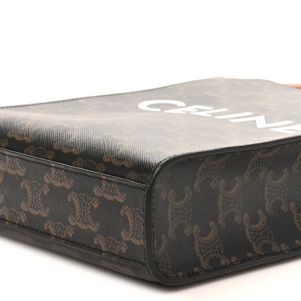 Triomphe Canvas Calfskin Mini Vertical Cabas Tan