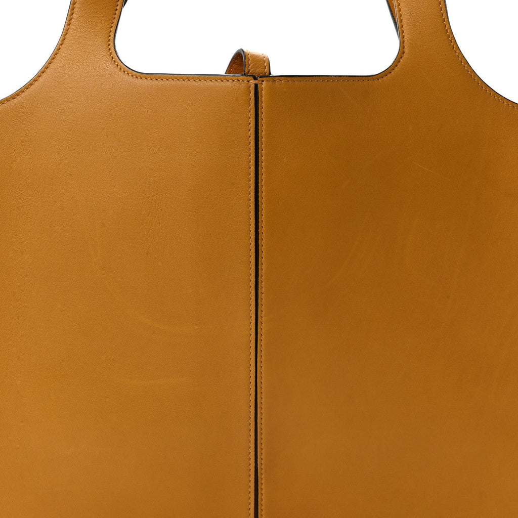 Supple Natural Calfskin Medium Tri-Fold Bag Ocre