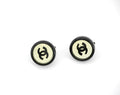 Chanel Vintage 01P Resin Black Hoop Mirror Clip-on Earrings