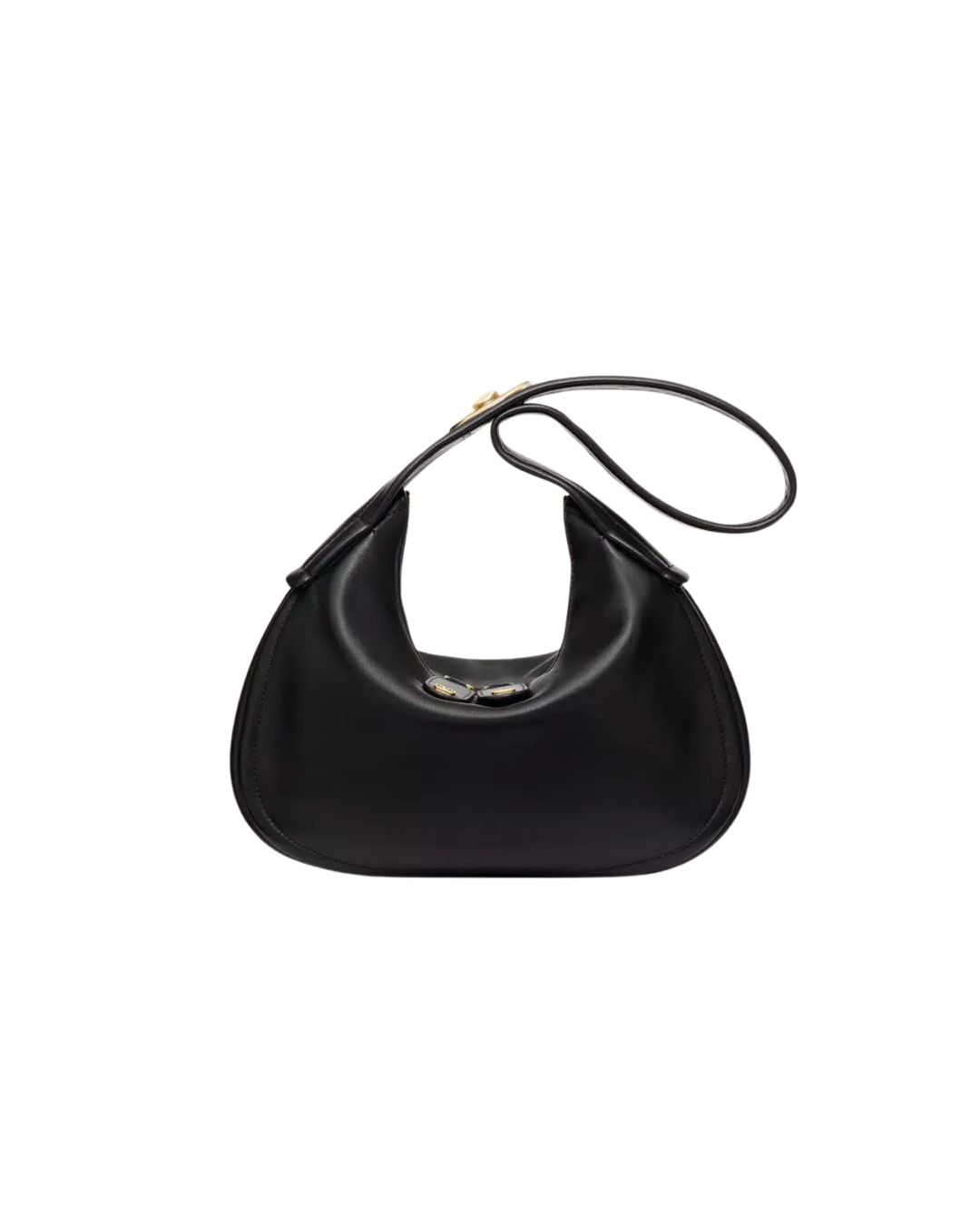Valentino Garavani Ruffle Hobo Leather Black Leather Bag (Authentic  )