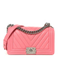 Lambskin Chevron Quilted Medium Boy Flap Pink