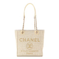 Lurex Boucle Mini Deauville Tote White