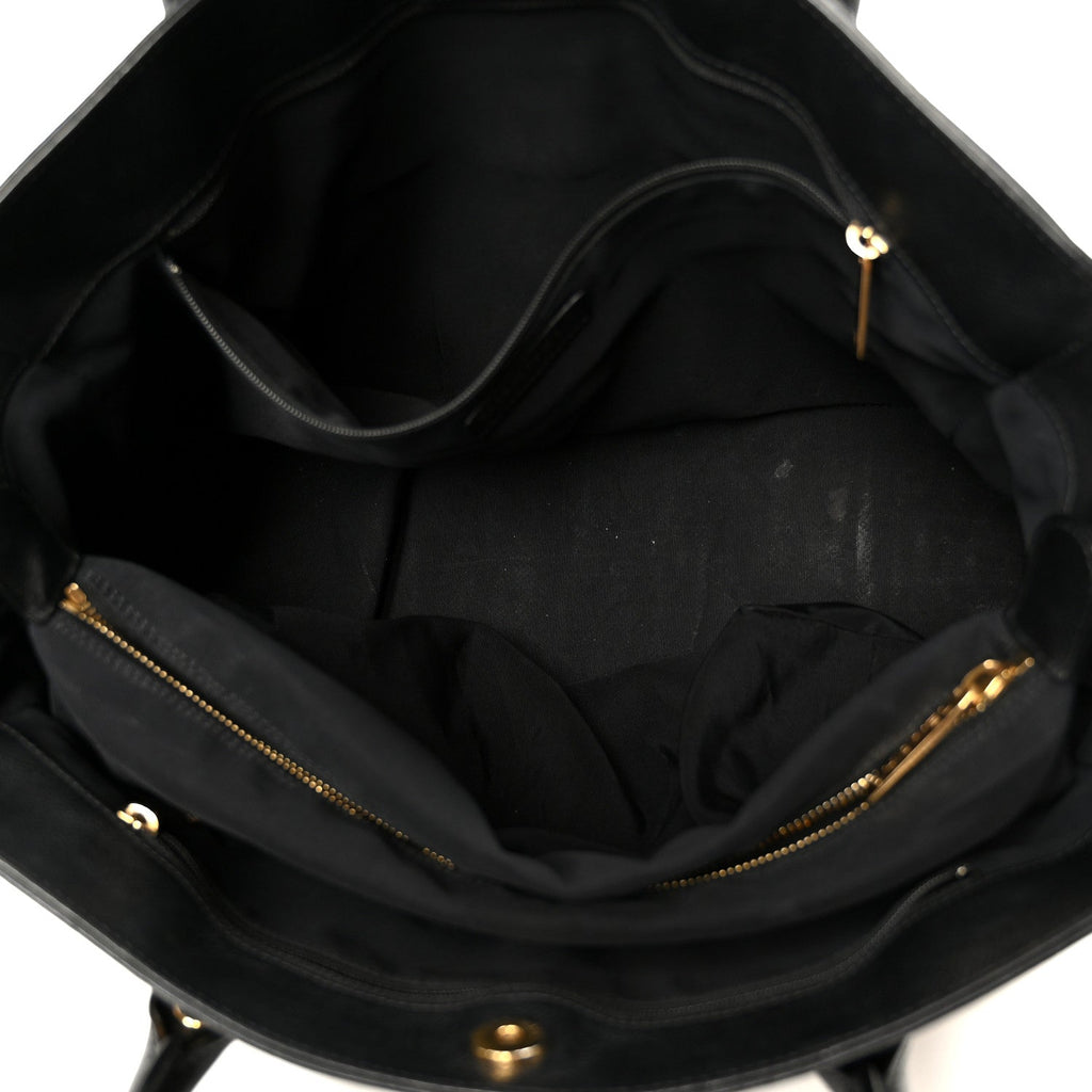 Calfskin Cerf Executive Shopper Tote Black