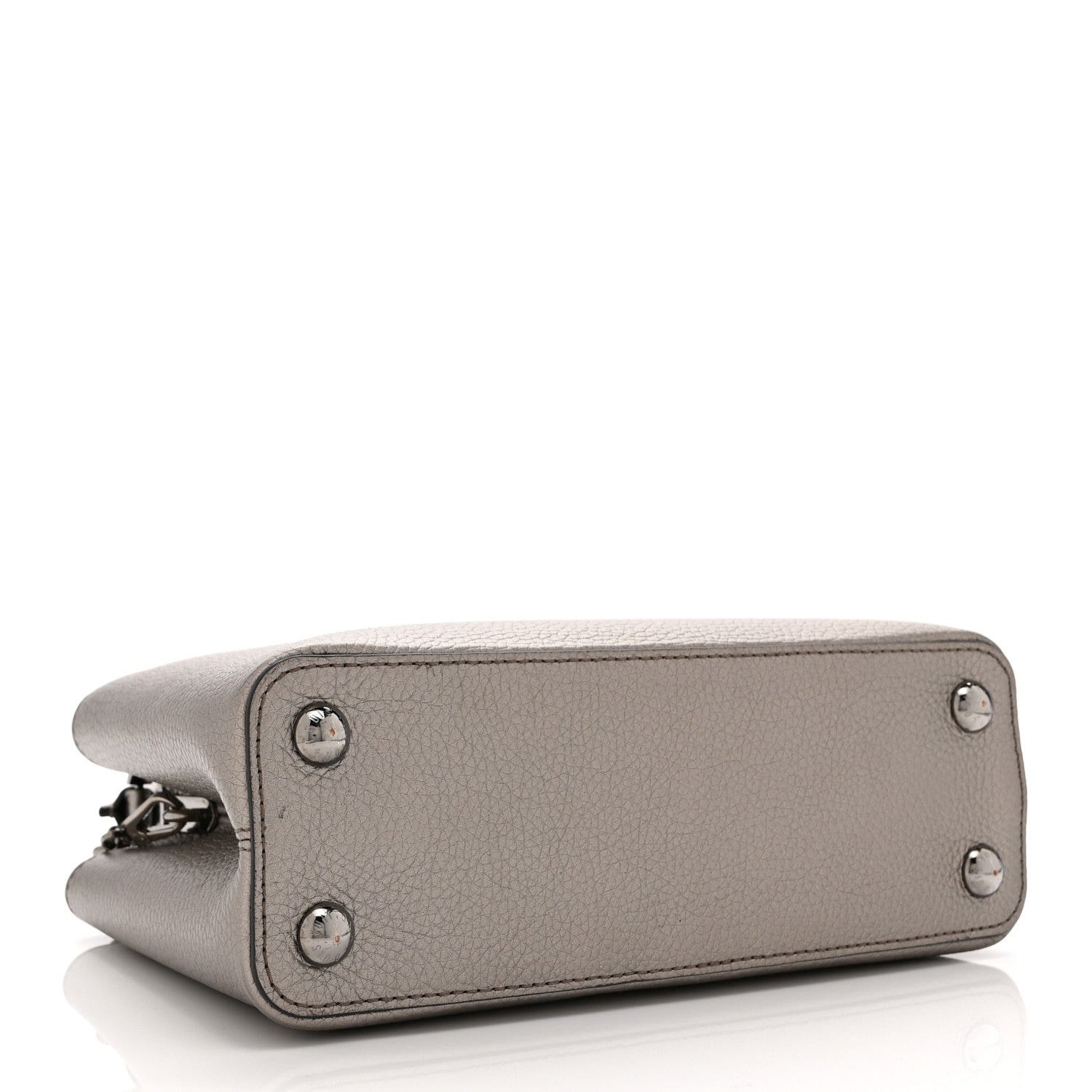 Metallic Calfskin Capucines BB Etain