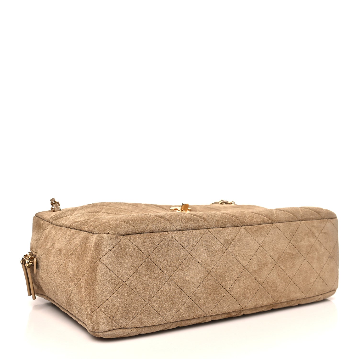 Suede Calfskin Quilted Camerissimo Camera Case Beige