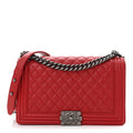 Lambskin Quilted New Medium Boy Flap Red