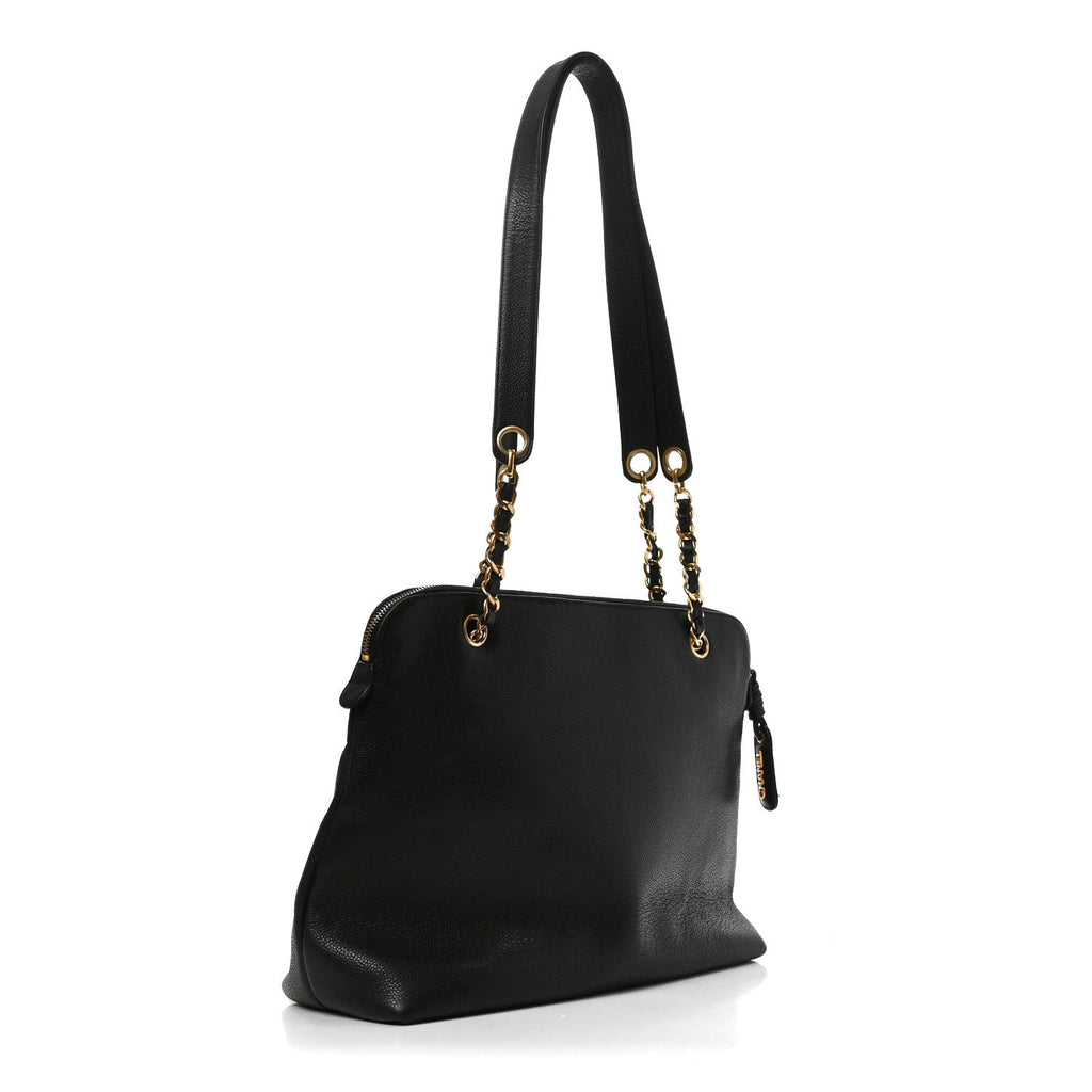 Caviar Flap Shoulder Bag Black