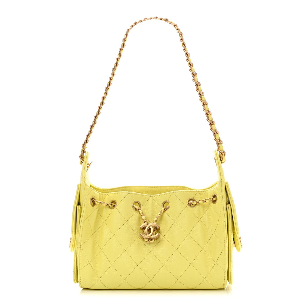 Caviar Quilted Mini Chanel 25 Handbag Yellow