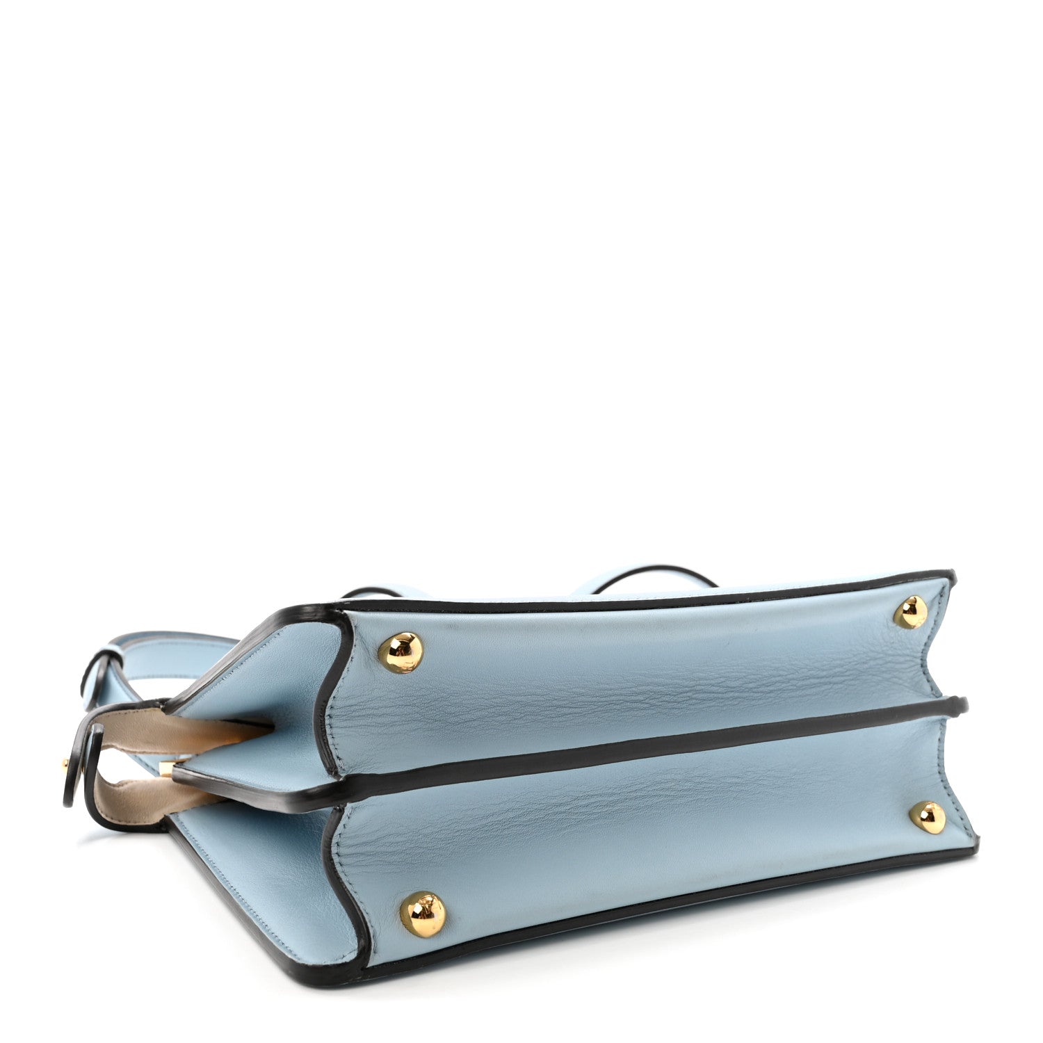 Vitello Seta Shiny Nappa Small Peekaboo I SEE U Satchel Azzurro Baby Camelia