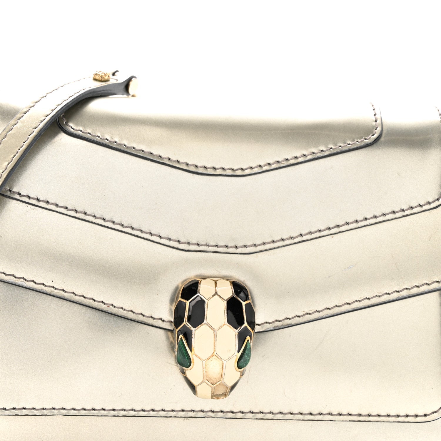 Metallic Serpenti Forever Small Shoulder Bag Silver