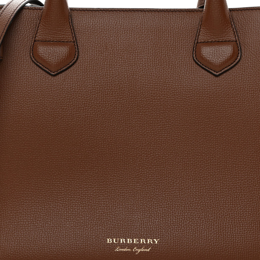 Grainy Calfskin House Check Medium Banner Tote Tan