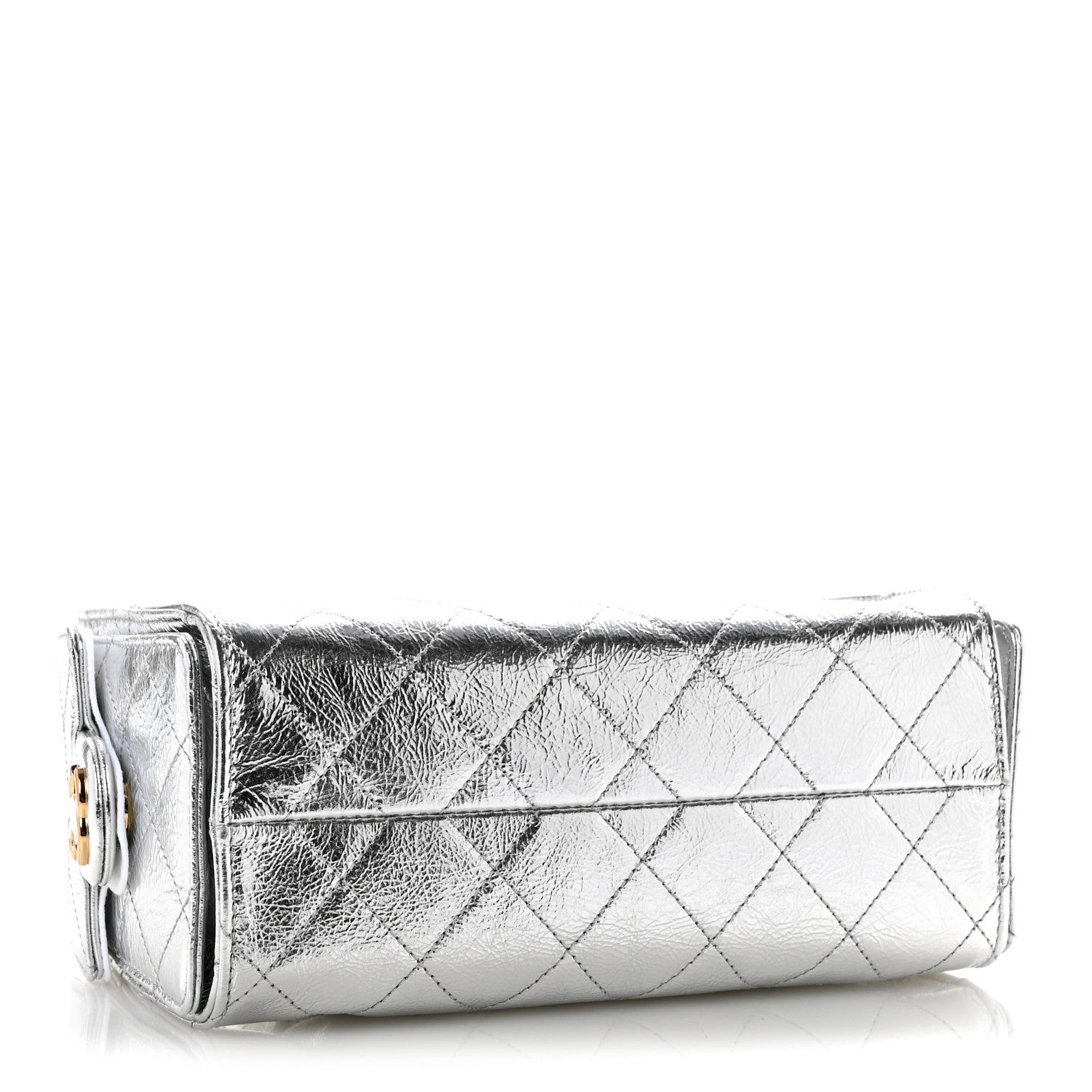 Metallic Aged Calfskin Quilted Mini Chanel 25 Handbag Silver