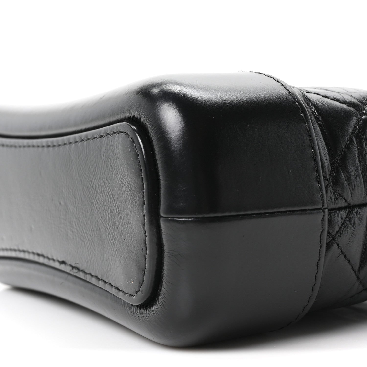 Aged Calfskin Quilted Small Gabrielle Hobo Black