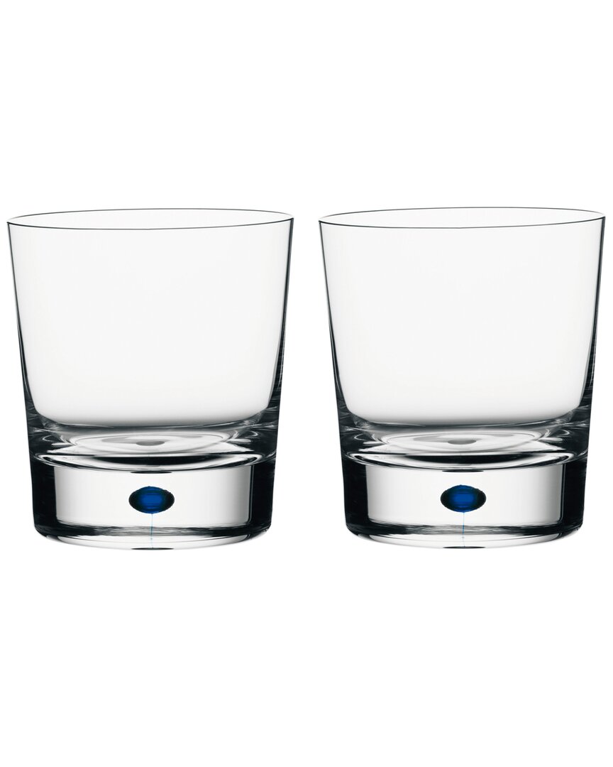 Kosta Boda Orrefors Intermezzo Blue Set Of 2 Double Old Fashioned Glasses No Color