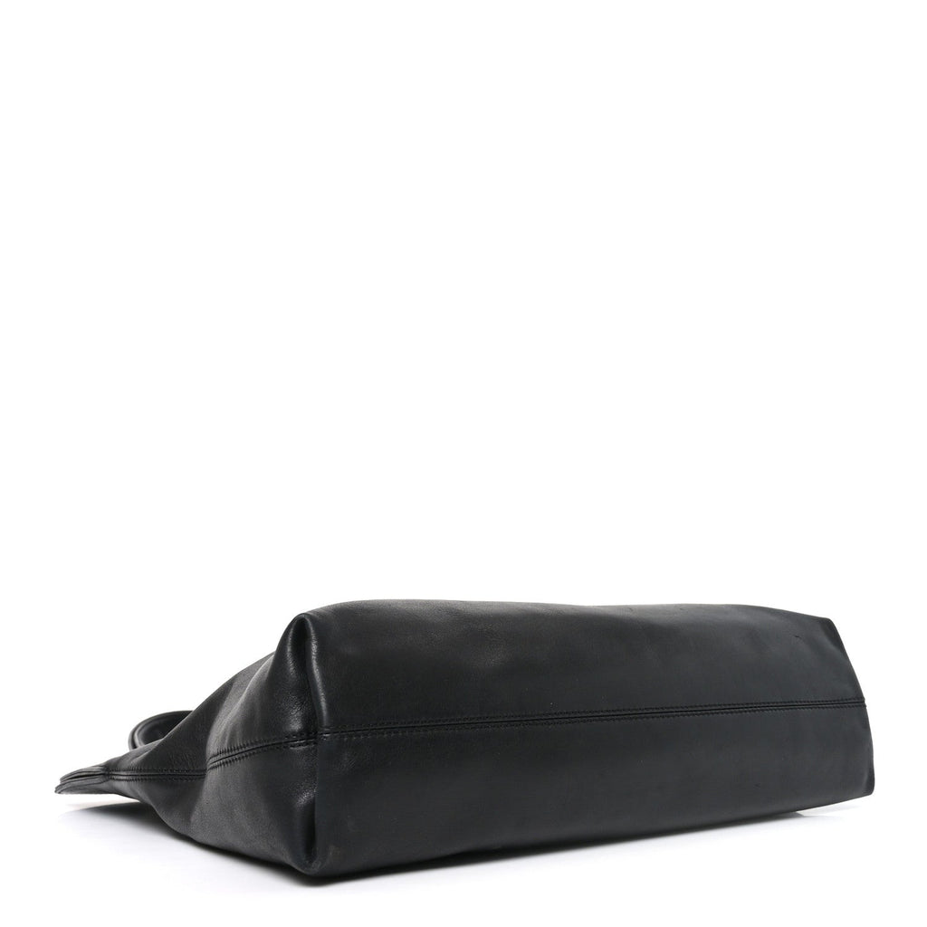 Calfskin Embossed CC Shoulder Bag Black