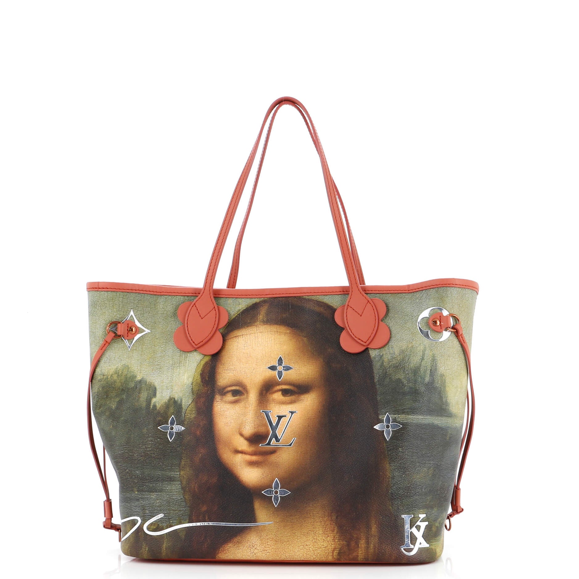Louis Vuitton Neverfull NM Tote Limited Edition Jeff Koons Da Vinci Print Canvas MM