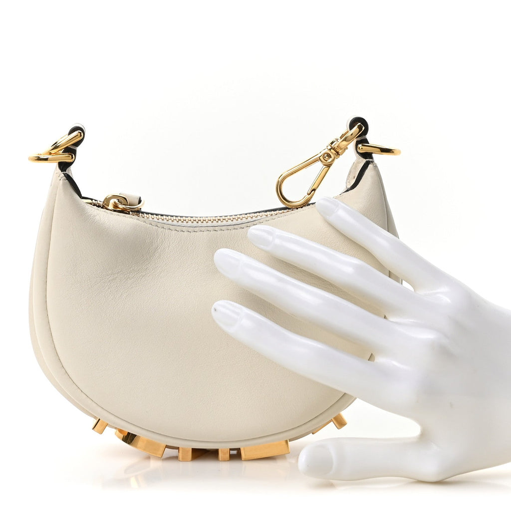 Vitello Grace Matte Nano Fendigraphy Hobo Charm White Ice