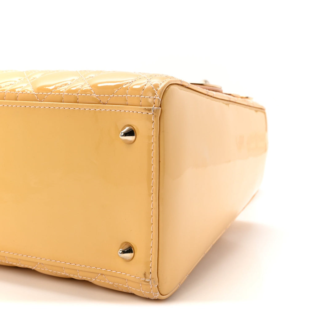 Patent Cannage Medium Lady Dior Beige