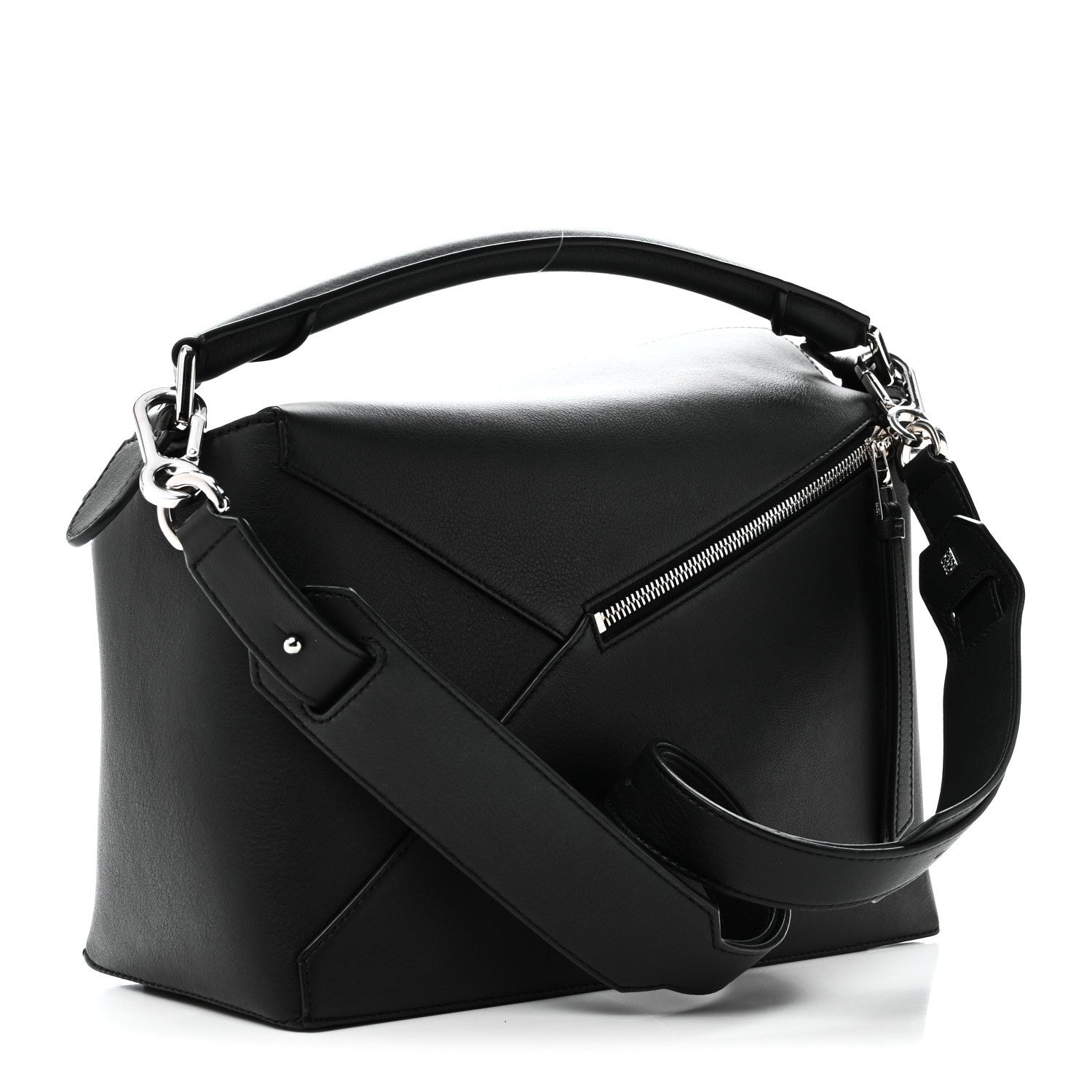Calfskin Medium Puzzle Edge Bag Black