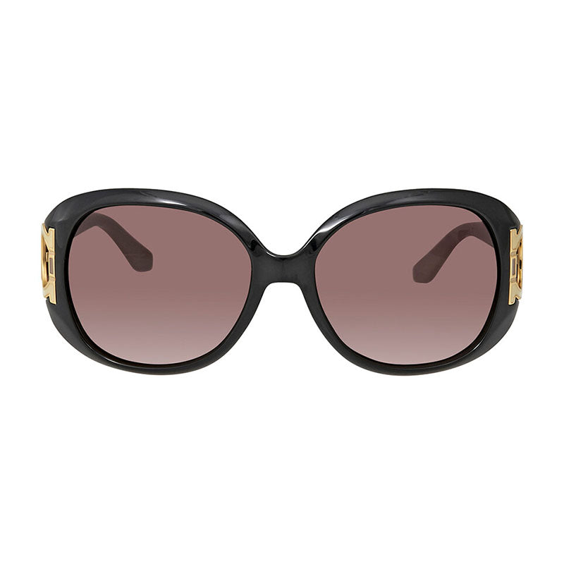 Salvatore Ferragamo Sunglasses Round Full Rim, Black/Tuape Frame and Brown Gradient Lens SF668001