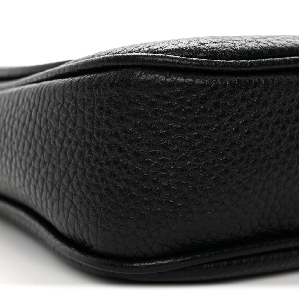 Pebbled Calfskin Medium Soho Flap Crossbody Black