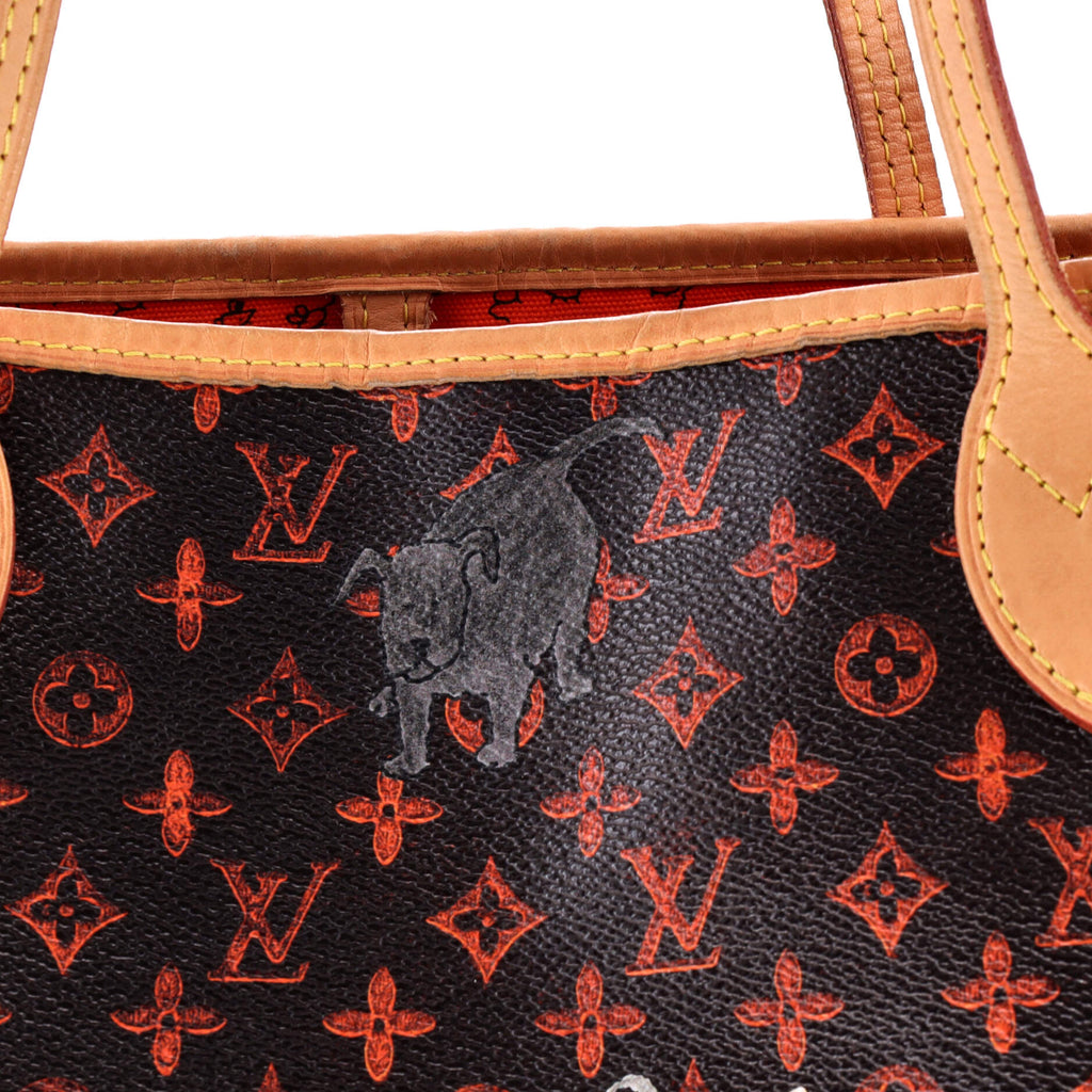 Louis Vuitton Neverfull NM Tote Limited Edition Grace Coddington Catogram Canvas MM