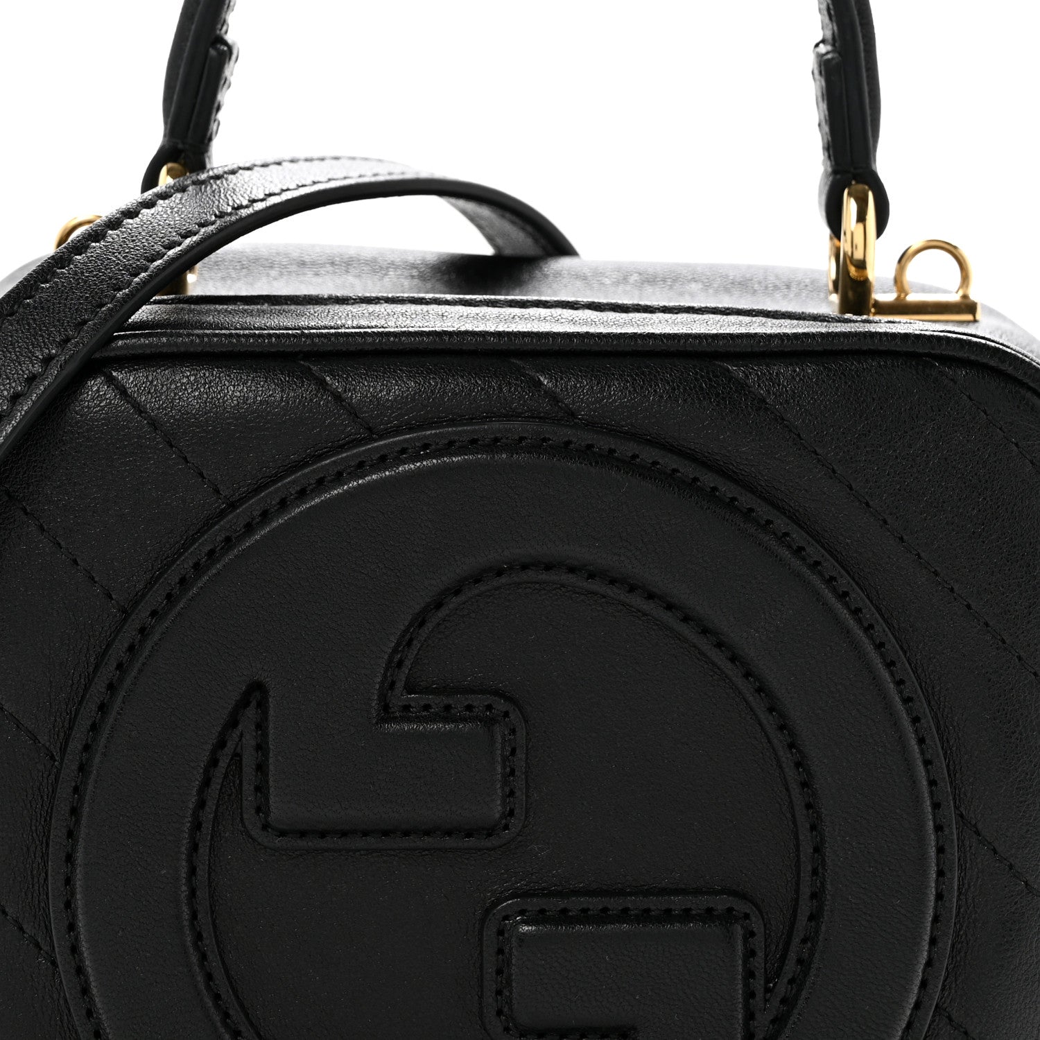 Sakai Be Green Calfskin Diagonal Stitched Blondie Top Handle Bag Black