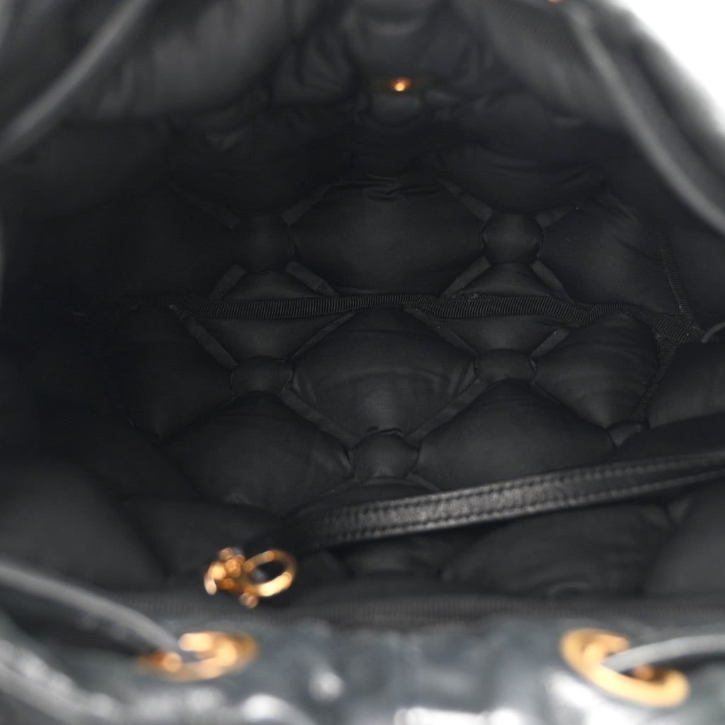 Iridescent Calfskin Quilted Chesterfield Backpack Black