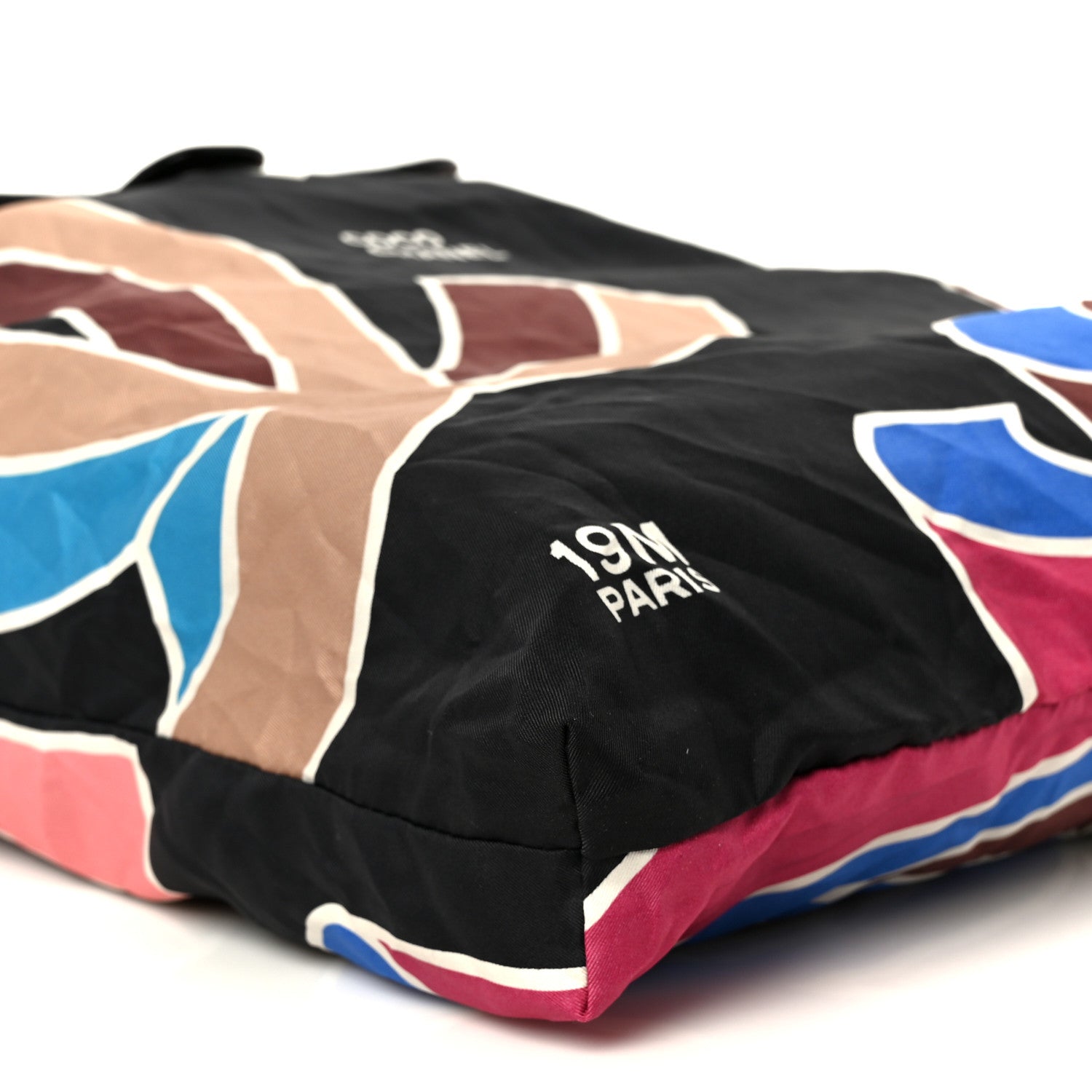 Caviar Fabric Foldable Tote Bag With Chain Black Multicolor