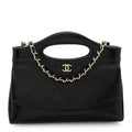 Shiny Crumpled Calfskin Quilted Nano 31 Shopping Bag Black