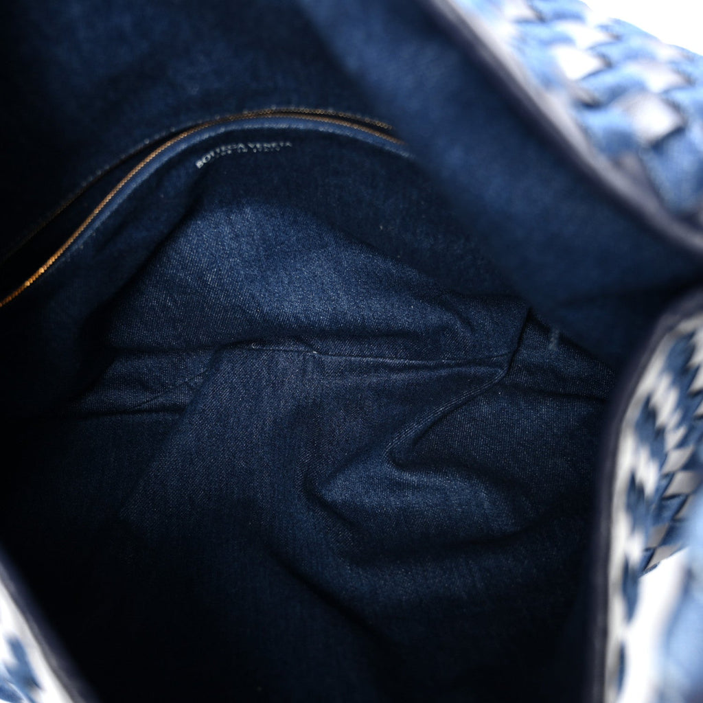 Denim Calfskin Intrecciato Large Hop Abyss Indigo