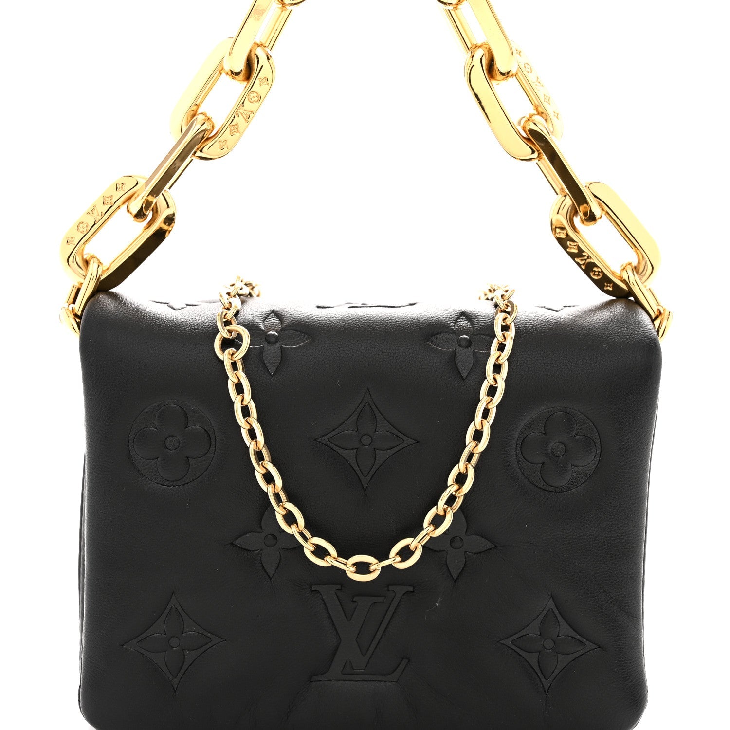 Lambskin Embossed Monogram Coussin Belt Bag Black
