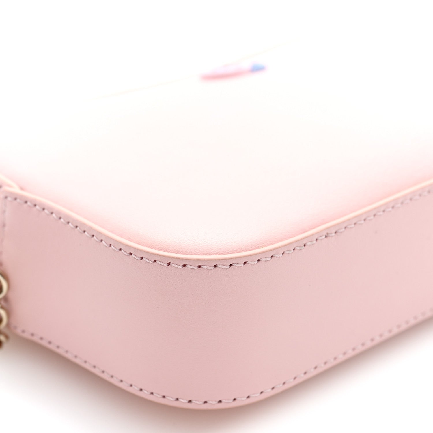 Dollar Calfskin Enamel Super Mini GG Marmont Chain Shoulder Bag  Light Pink Blue