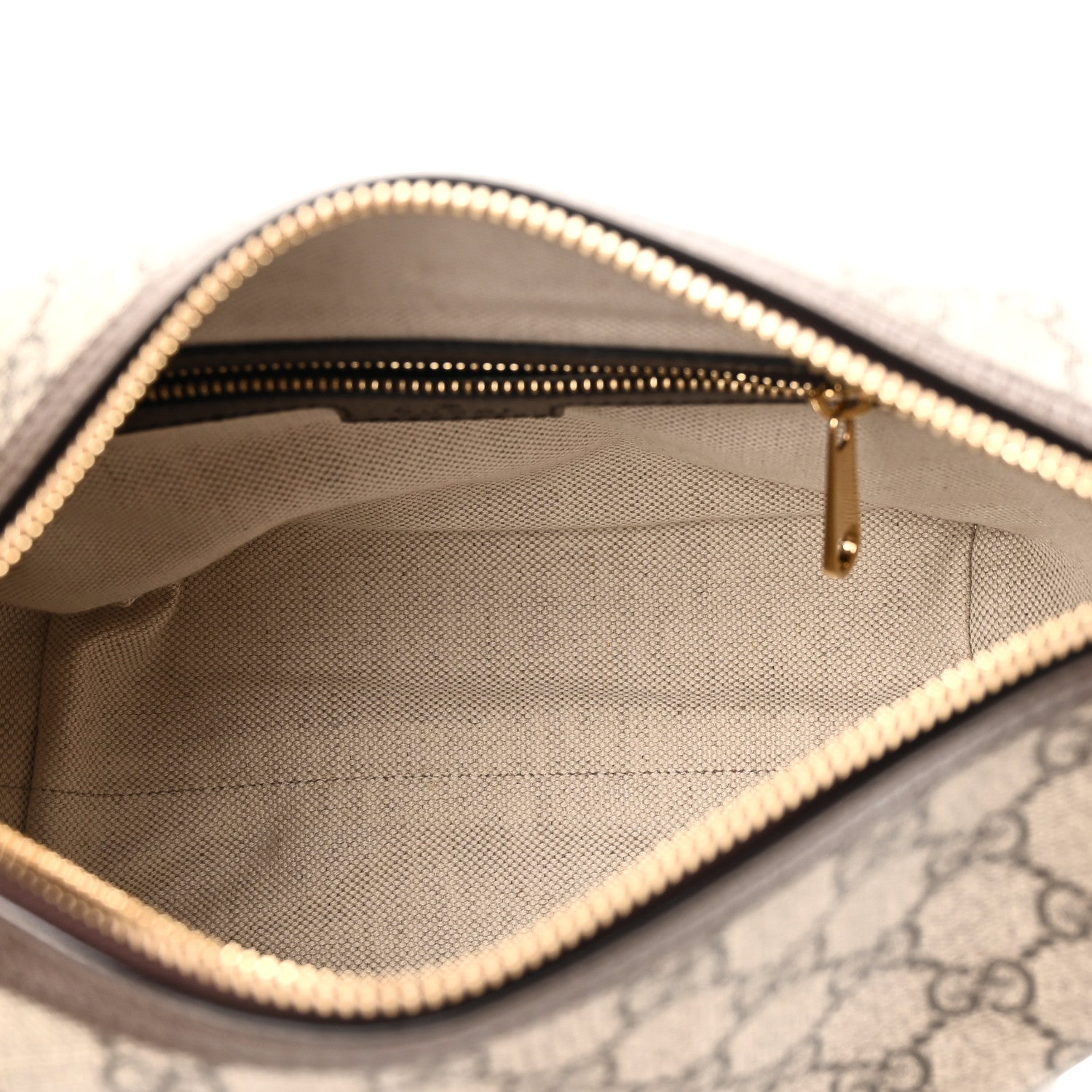 GG Supreme Monogram Textured Calfskin Web Super Mini Ophidia Shoulder Bag Beige Ebony New Acero