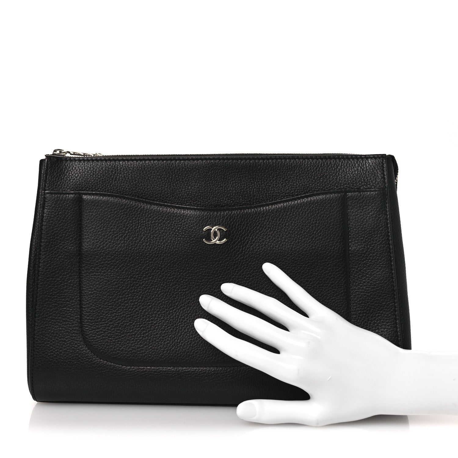 Grained Calfskin Large Neo Executive Cosmetic Case Black
