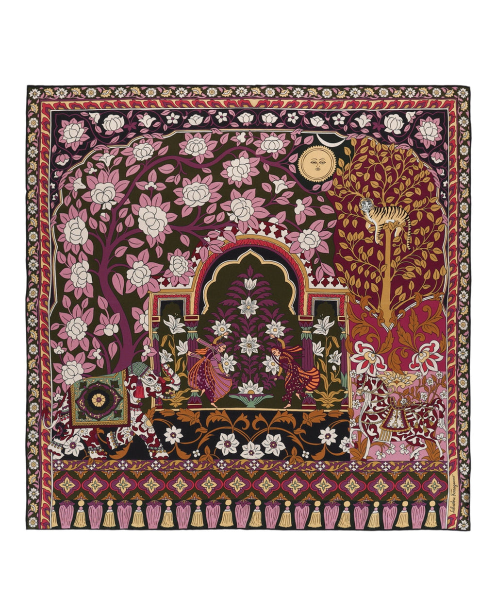 Ferragamo Womens Rajasthan Print Silk Scarf