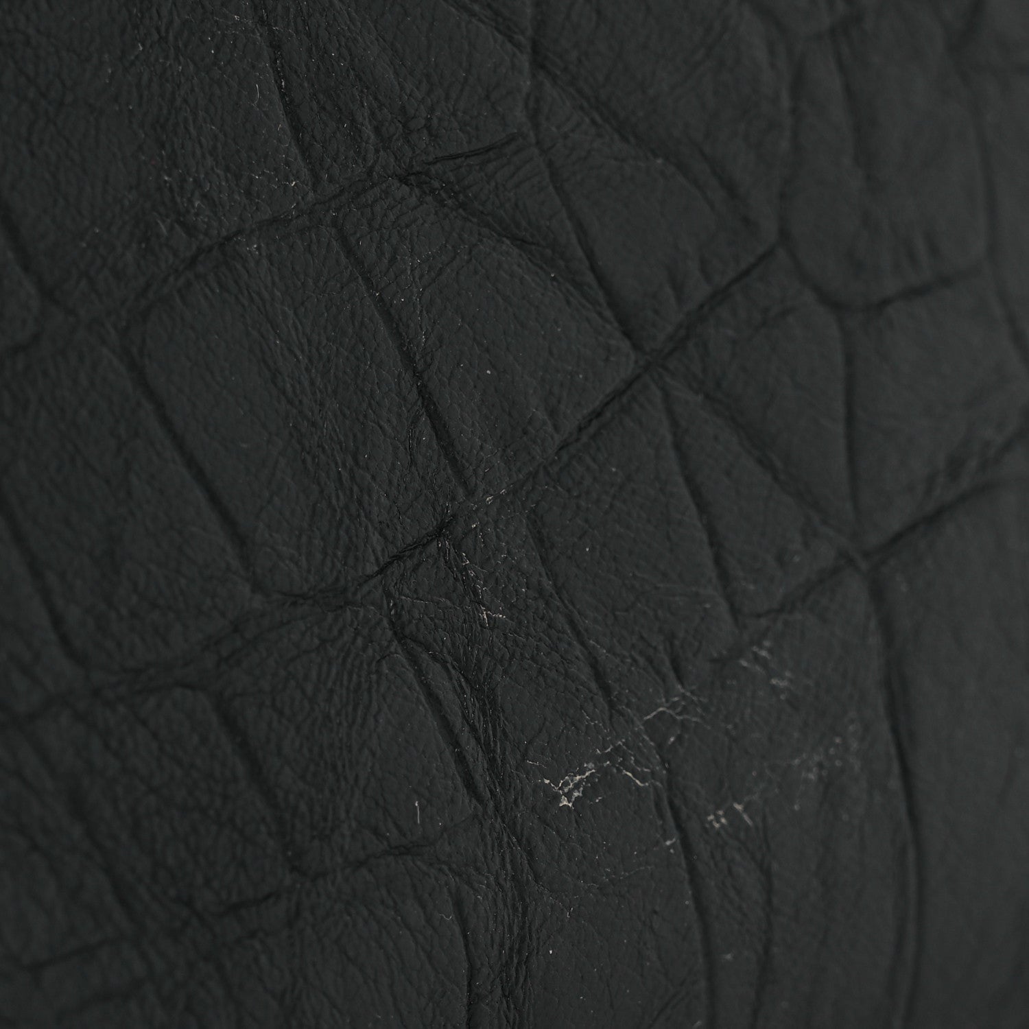 Calfskin Crocodile Embossed West Hollywood Monogram Fold Over Clutch Black
