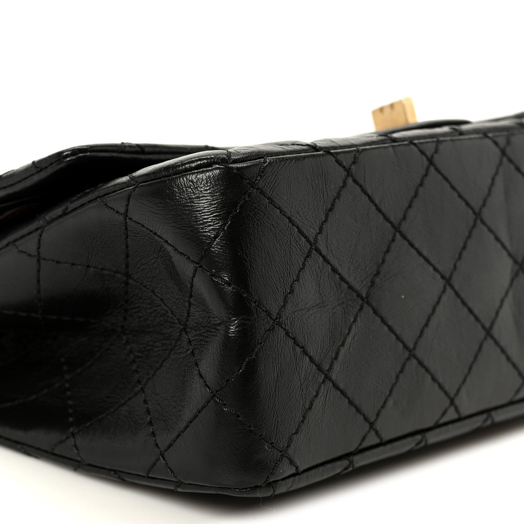 Aged Calfskin Quilted 2.55 Reissue 225 Flap Black