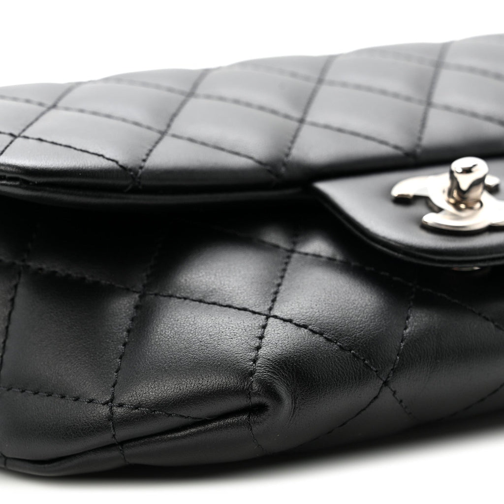 Calfskin Quilted CC Uniform Flap Belt Bag Black