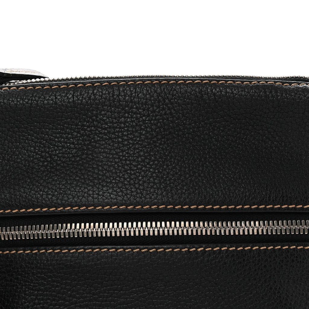 Grained Calfskin Tassel Shoulder Bag Black