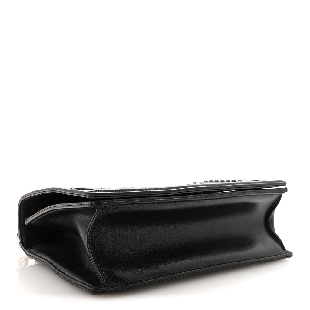 Lambskin Multi Studded Medium Diorama Flap Bag Black