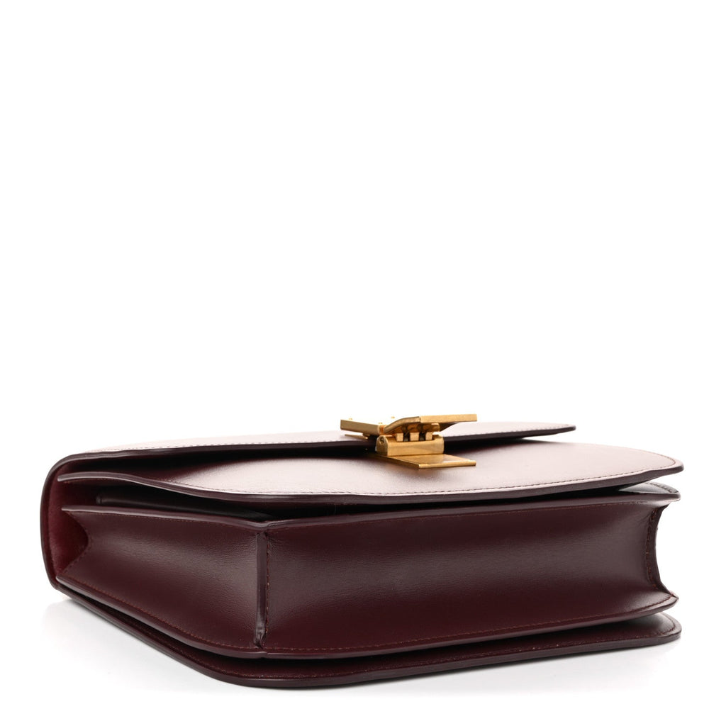 Box Calfskin Medium Classic Box Flap Bag Burgundy Burgundy