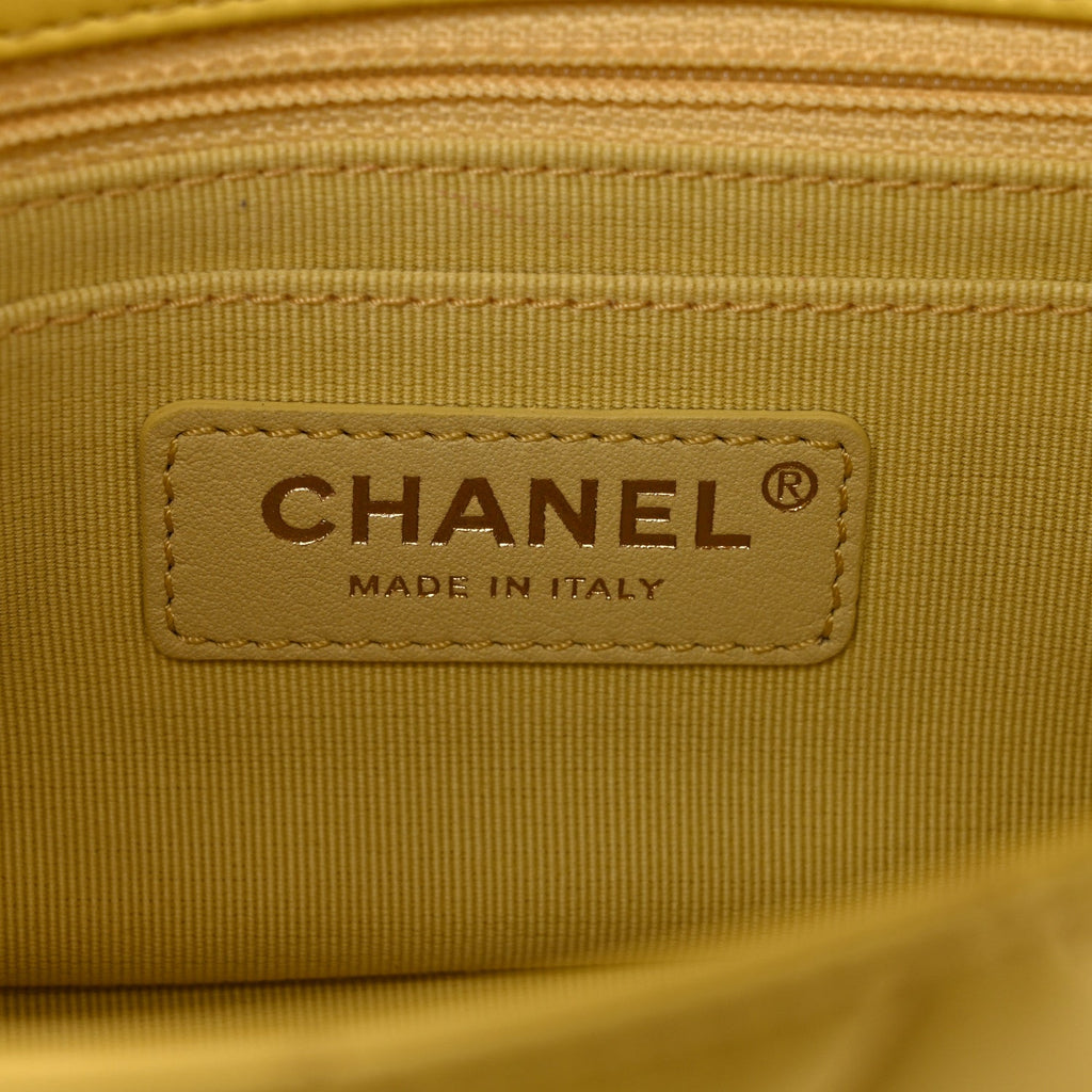 Lambskin Resin Quilted Mini Rectangular Pearl Samba Flap Yellow