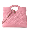 Shiny Lambskin Quilted Mini 31 Shopping Bag Light Pink