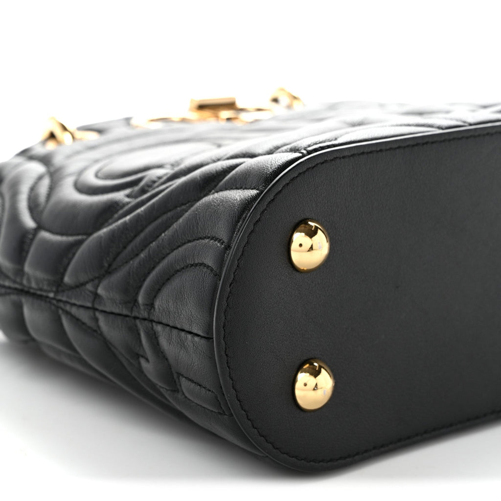 Calfskin Embossed Logo Plaque Gancini Tote Black