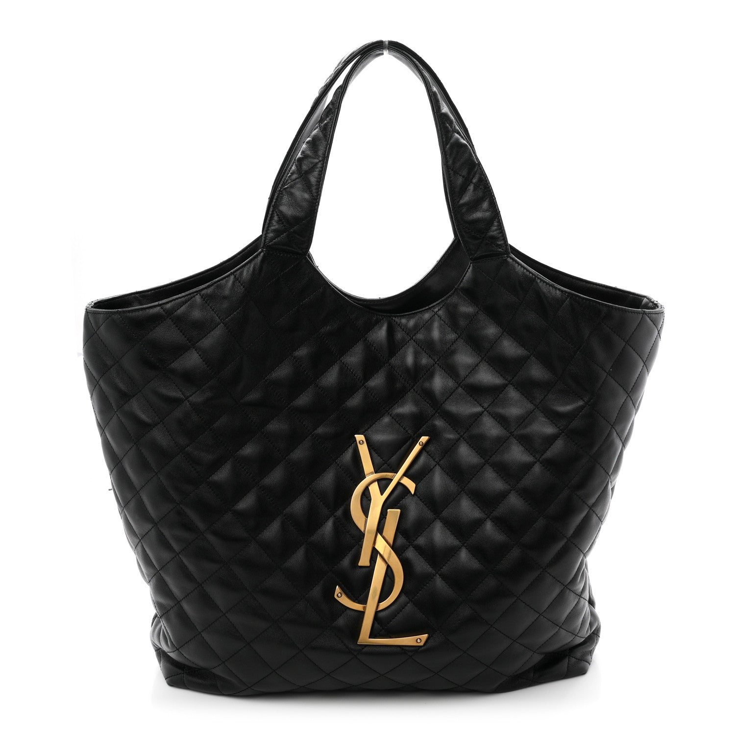 Lambskin Quilted Maxi Icare Shopping Tote Black